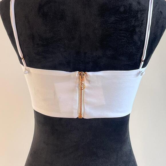 Revolve Nookie Reese White Crop Tank Top Bow Detail Back Sz M NWT - Picture 11 of 12